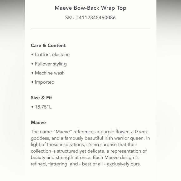 Anthropologie NWT Maeve Bow-Back Wrap Top Size XXS. - Picture 6 of 11